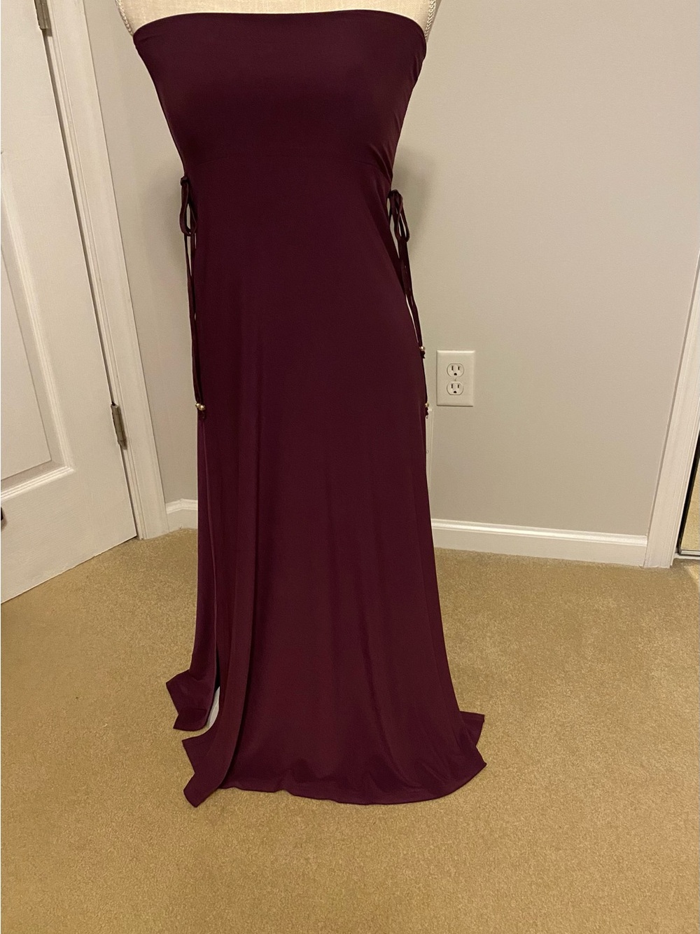 White House Black Market Strapless Wine Maxi Dress -NWT